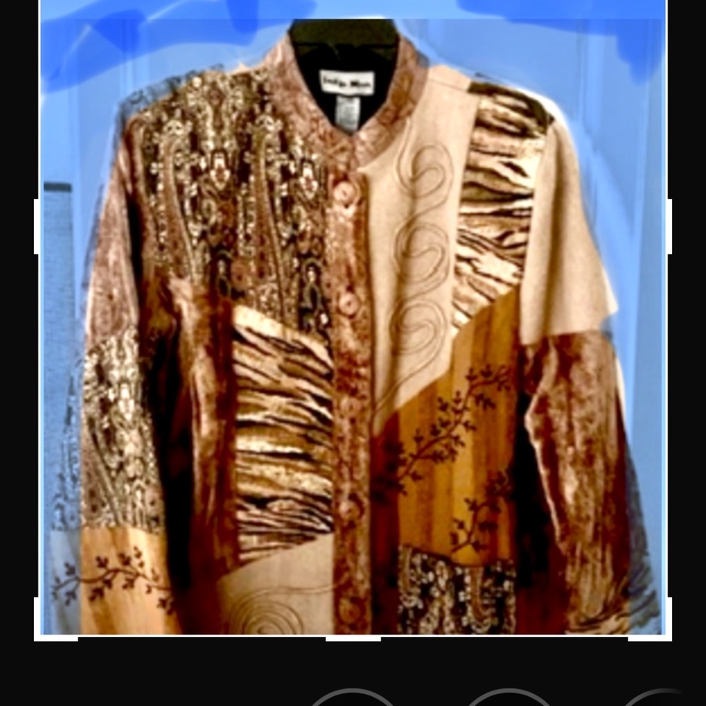 INDIGO Moon top or buttoned jacket, L roomy, subtle pstchwotk